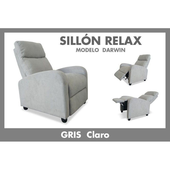 Sillón Relax DARWIN  tapizado en color gris al MEJOR PRECIO
