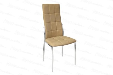 Conjunto de 4 sillas cromadas tapizadas en elegante tela de Color Beige