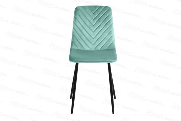 Conjunto de 4 sillas tapizadas en verde-turquesa con estructura metálica