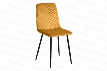 Conjunto de 4 sillas tapizadas en mostaza con estructura metálica