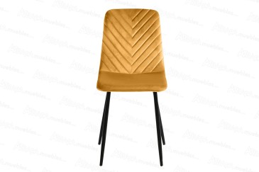 Conjunto de 4 sillas tapizadas en mostaza con estructura metálica