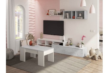Mueble de salón KALI Cemento y Blanco Artik