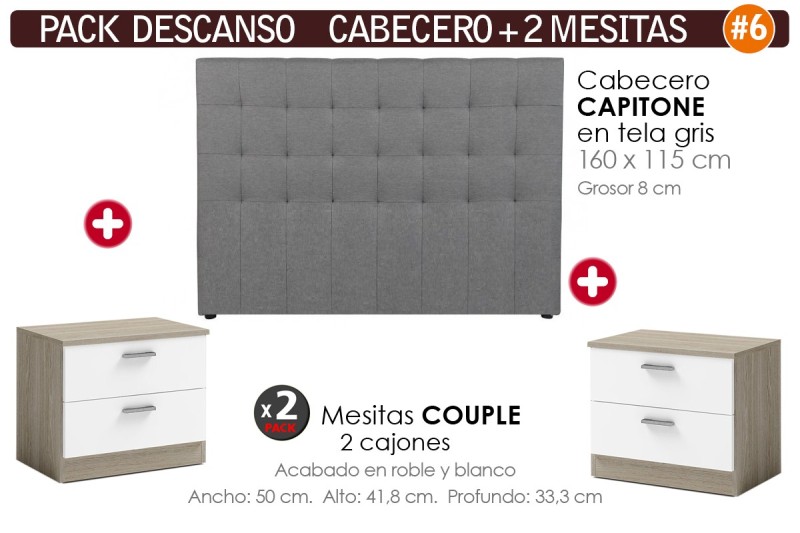 Dormitorio matrimonio CAPITONE Tela Gris / COUPLE