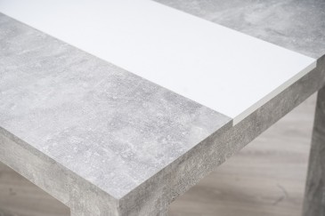 Mesa de salón - comedor 135x80 cm. en Cemento y Blanco