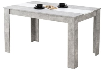 Mesa de salón - comedor 135x80 cm. en Cemento y Blanco