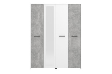 Armario VARADERO con Espejo 4 Puertas Cemento y Blanco