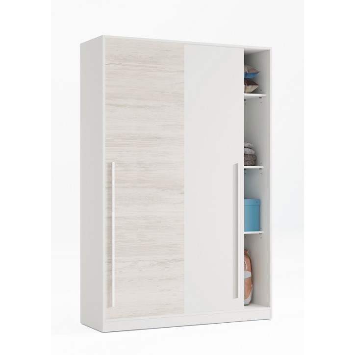 Armario de 120 cm de 2 puertas correderas en blanco velho