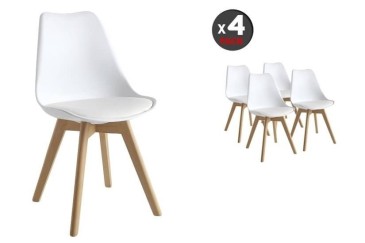 4 sillas BEECH Diseño Blancas