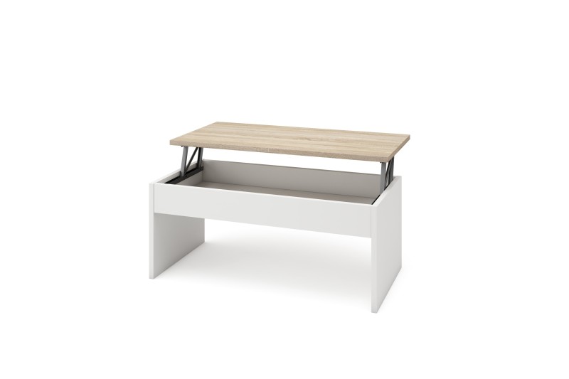 Mesa centro Elevable MARIT Roble y Blanco