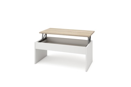 Mesa de centro elevable color Roble y Blanca al MEJOR PRECIO