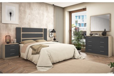 Dormitorio NONIKA (Cabecero + 2 Mesitas con 3 cajones) al mejor precio