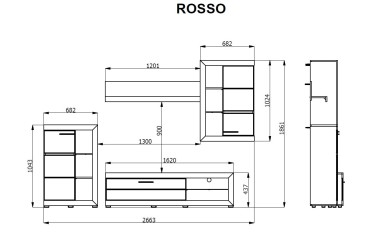 Mueble de salón - comedor moderno ROSSO al MEJOR PRECIO