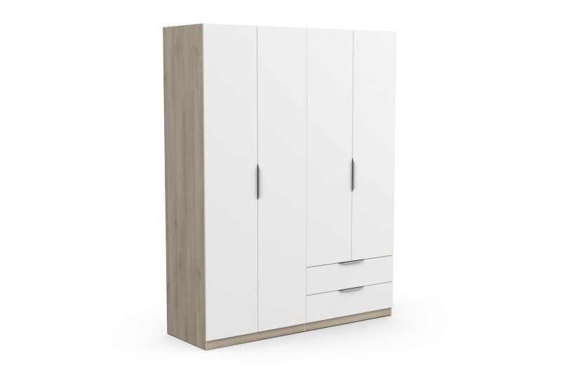 Armário de 4 portas e 2 gavetas GHOST 160 Branco e Carvalho Armário de 4 portas e 2 gavetas GHOST 160 Branco e Carvalho