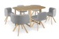 PACK Mesa MDF Roble + 6 Sillas GRAPH Gris PACK Mesa MDF Roble + 6 Sillas GRAPH Gris