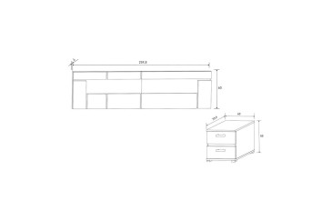 Dormitorio RAMBLA (Cabecero LED + 2 Mesitas 2 cajones) al mejor precio