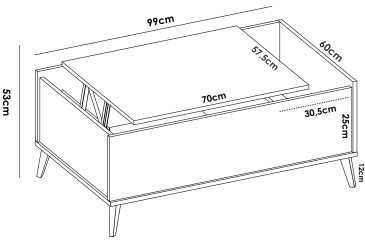 Mesa de centro elevable NESS en color Roble Y Blanco al MEJOR PRECIO