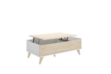 Mesa de centro elevable NESS en color Roble Y Blanco al MEJOR PRECIO
