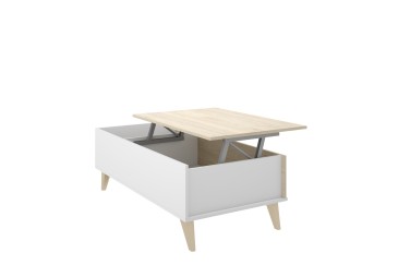Mesa de centro elevable NESS en color Roble Y Blanco al MEJOR PRECIO