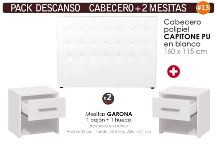 Pack AHORRO Cabecero Capitone + 2 Mesitas al mejor precio de Internet