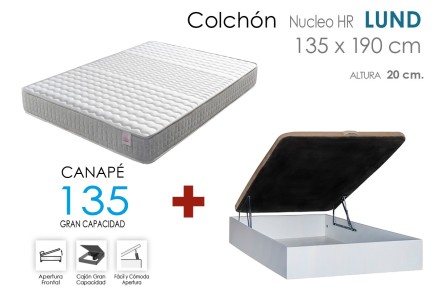 Canapé RECKTO + colchón de 135x190 al MEJOR PRECIO