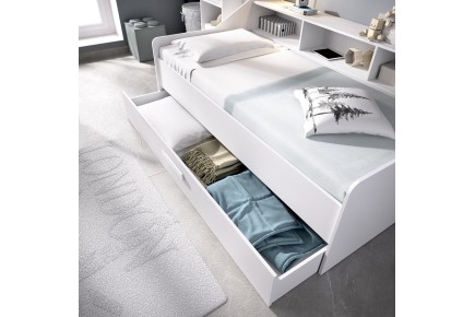 Cama para jovens com gaveta e prateleira DRAG