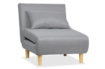 Sofá cama de 1 Plaza tapizado en loneta de color gris claro al MEJOR PRECIO