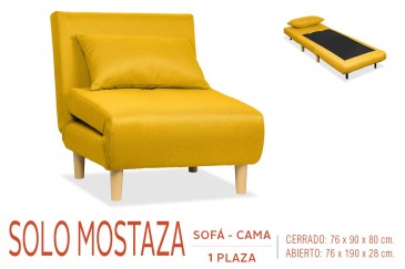 Sofá cama de 1 Plaza tapizado en loneta de color mostaza al MEJOR PRECIO