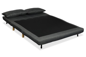 Canapé-lit 2 places en toile gris foncé au MEILLEUR PRIX