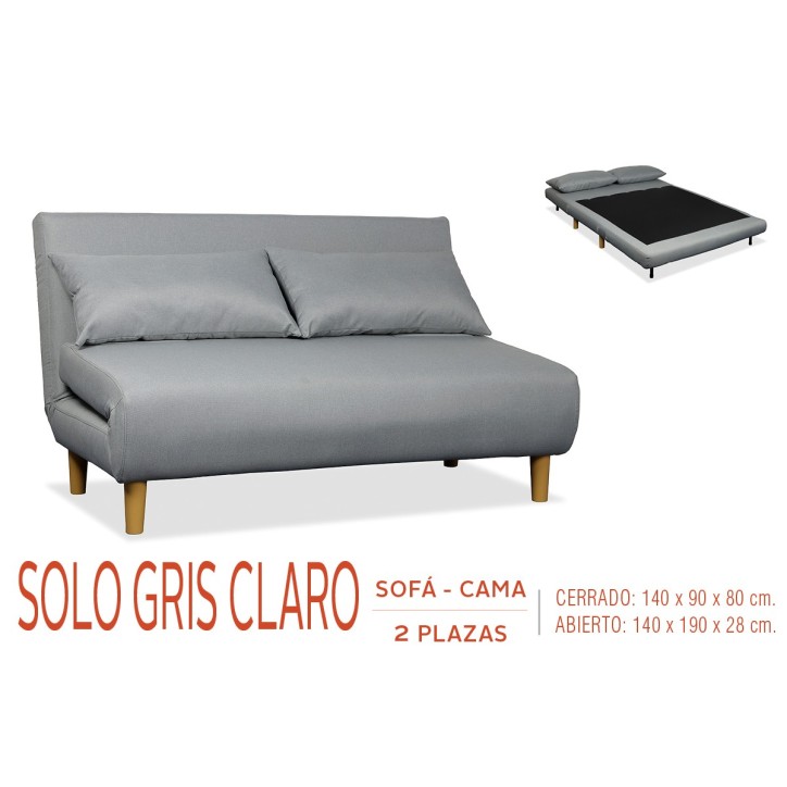 Sofá cama 2 plazas tapizado gris claro FLORLI 