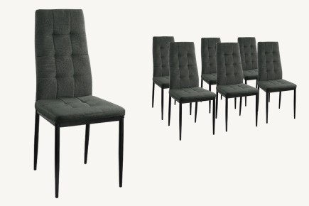 Conjunto de 6 sillas tapizadas en elegante tela de Color Gris oscuro  y robusta estructura metálica