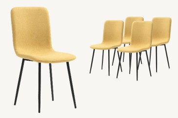 Conjunto de 4 sillas diseño en Color Mostaza