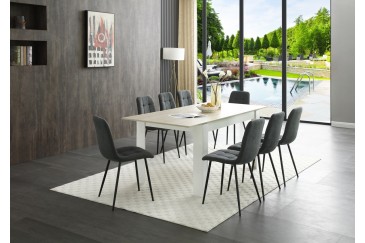 Mesa de salón - comedor extensible 40 - 190 cm.  en Roble y Blanco