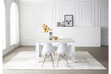Living - Mesa de sala de jantar 140 X 90 cm. em Carvalho e Branco