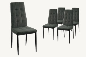 Conjunto de 4 sillas tapizadas en elegante tela de Color Gris y robusta estructura metálica