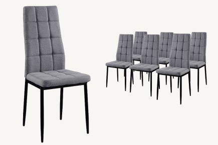 Conjunto de 6 sillas tapizadas en elegante tela de Color Gris claro  y robusta estructura metálica