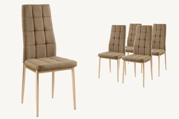Conjunto de 4 sillas tapizadas en elegante tela de Color Beige  y robusta estructura metálica