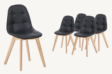 Conjunto de 4 sillas MOON de Diseño tapizadas en color negro