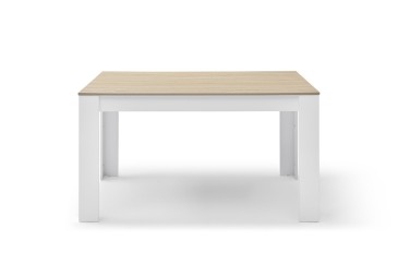 PACK de 1 Mesa de salón blanca y roble + 4 Sillas YURI de color Gris