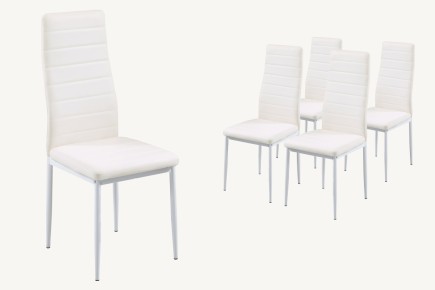 Conjunto de 4 sillas tapizadas en Polipiel de color Blanco