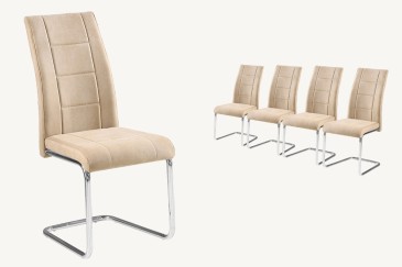 Conjunto de 4 sillas tapizadas en elegante tela de Color Beige