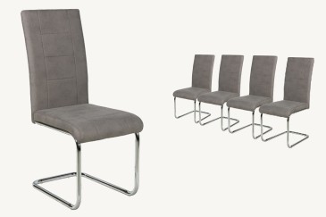 Conjunto de 4 sillas tapizadas en elegante tela de Color Gris