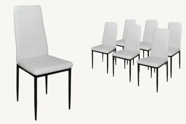 Conjunto de 6 sillas tapizadas en Polipiel de color Blanco