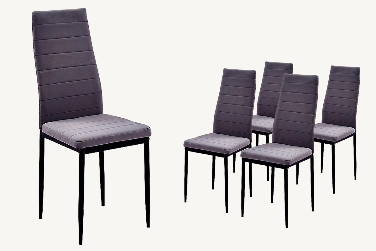 Conjunto de 4 sillas tapizadas en tela de color gris