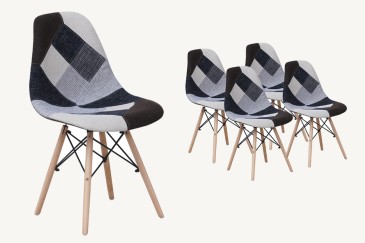 Conjunto de 4 sillas PATCHWORK de Diseño tapizadas en tonos grises