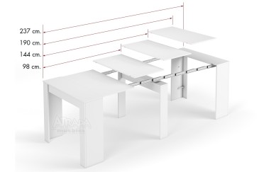 Mesa Consola comedor extensible. 4 en 1 De cónsola a mesa extensible de 236 cm en un solo mueble