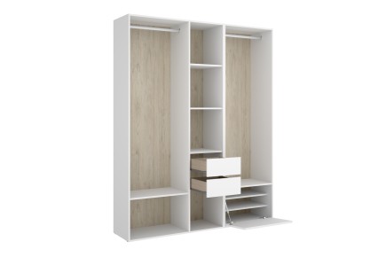 Módulo para armario vestidor de 158 cm compuesto de 7 Huecos con 1 barra + 2 cajones + zapatero