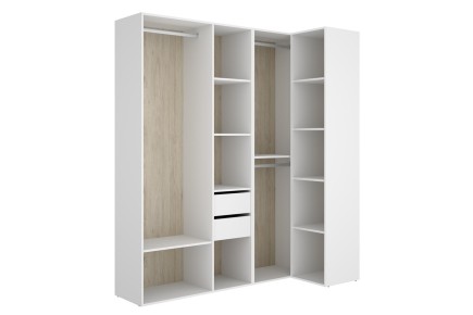Módulo rinconero para armario vestidor de 182,5 cm compuesto de 13 Huecos con 3 barras y 2 cajones