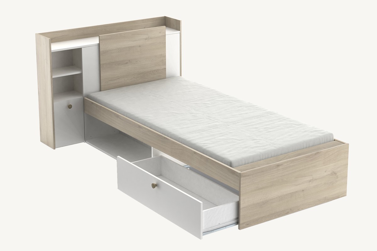 Cama Juvenil compacta LIFE Roble y Blanco