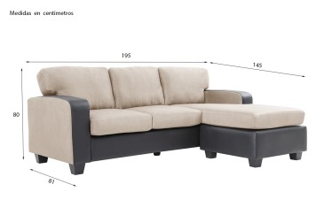 Sofá Chaiselongue Design 3P reversível na cor BEIGE ao MELHOR PREÇO