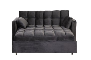 Sofá cama tapizado en microfibra de color negro al MEJOR PRECIO